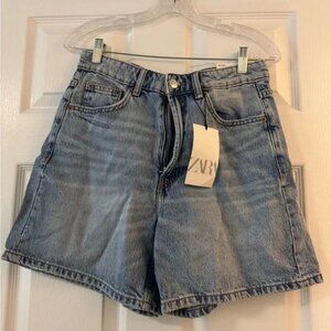Zara Blue Jean Shorts Classic Denim Relaxed Fit